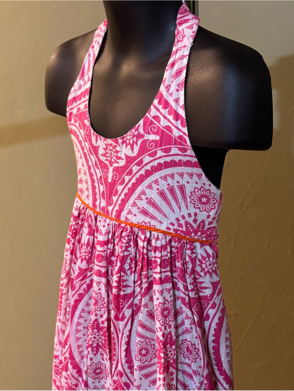 The Children’s Place Girls Pink White Medallion Halter Sundress Size 6 (Small) - Picture 4 of 12